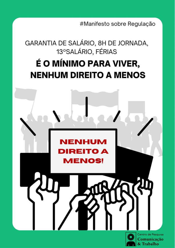 Veja e compartilhe os cards do manifesto #nem1direitoamenos
